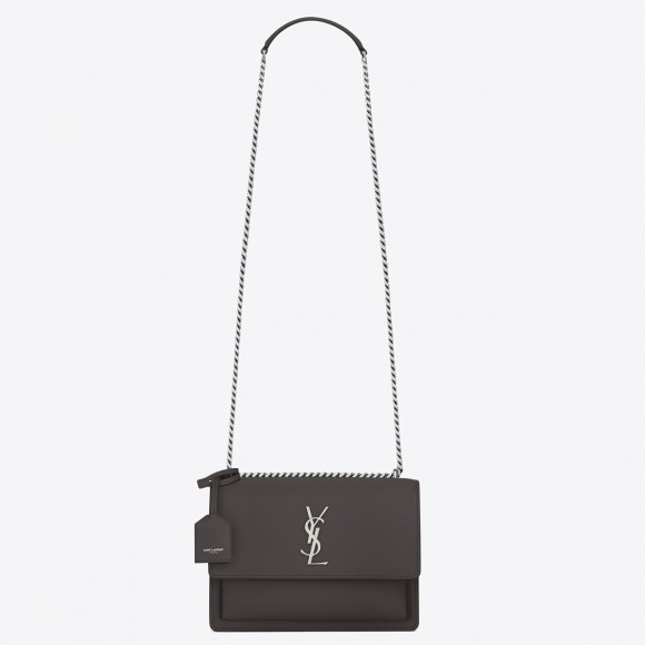 Saint Laurent Sunset Medium Chain Bag In Grey Calfskin Saint Laurent Sunset Medium Chain Bag In Grey Calfskin