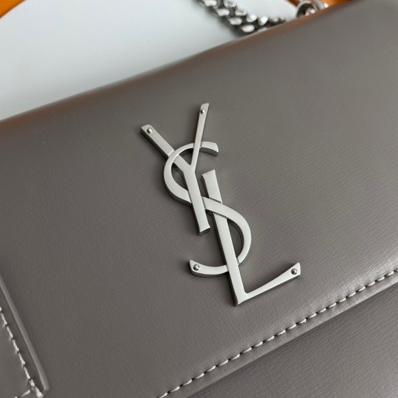 Saint Laurent Sunset Medium Chain Bag In Grey Calfskin Saint Laurent Sunset Medium Chain Bag In Grey Calfskin