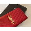 Saint Laurent Cassandre Zip Around Wallet in Red Matelasse Leather