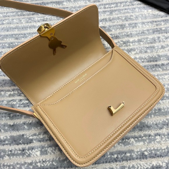 Saint Laurent Small Solferino Bag In Dark Beige Calfskin