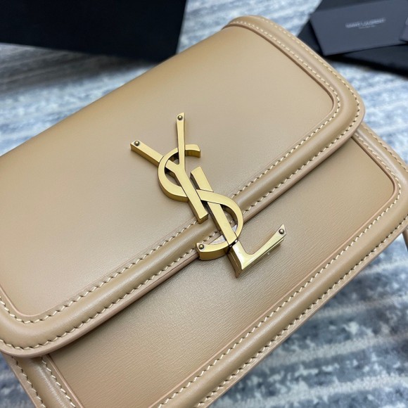 Saint Laurent Small Solferino Bag In Dark Beige Calfskin