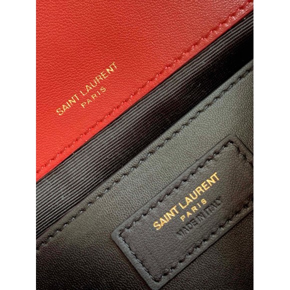 Saint Laurent Niki Baby Chain Bag In Red Lambskin