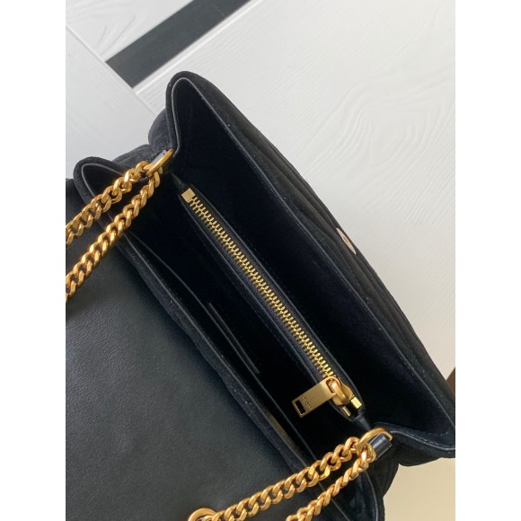 Saint Laurent LouLou Small Chain Bag In Black Suede Leather