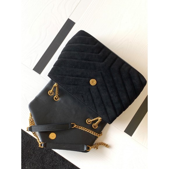 Saint Laurent LouLou Small Chain Bag In Black Suede Leather