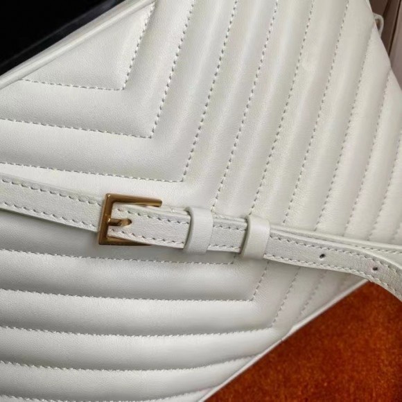 Saint Laurent Lou Camera Bag In White Quilted Leather