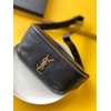 Saint Laurent Cassandre Belt Bag In Black Grained Leather