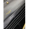 Saint Laurent Envelope Chain Wallet in Black Grained Leather