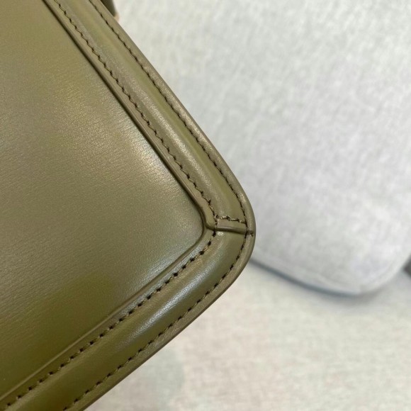 Saint Laurent Medium Solferino Bag In Khaki Green Calfskin