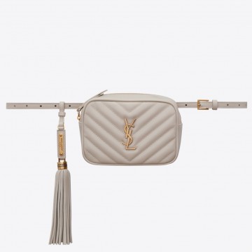 Saint Laurent Lou Belt Bag In White Quilted Calfskin Saint Laurent Lou Belt Bag In White Quilted Calfskin