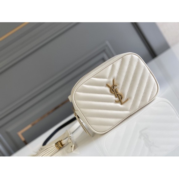 Saint Laurent Lou Belt Bag In White Quilted Calfskin