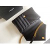 Saint Laurent College Large Chain Bag In Black Goatskin