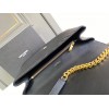Saint Laurent College Large Chain Bag In Black Goatskin