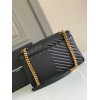 Saint Laurent College Large Chain Bag In Black Goatskin