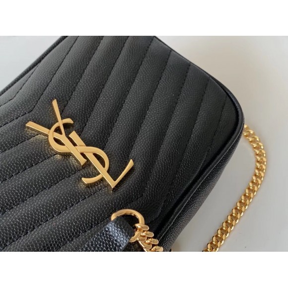 Saint Laurent Lou Mini Bag In Black Calfskin