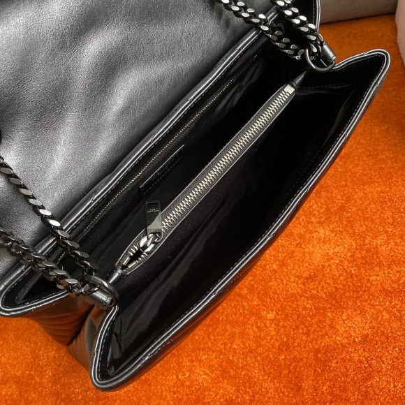 Saint Laurent LouLou Medium Chain Bag In All Black Quilted Calfskin