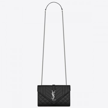 Saint Laurent Envelope Small Bag In Noir Matelasse Grained Leather