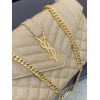 Saint Laurent Envelope Chain Wallet in Beige Grained Leather