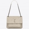 Saint Laurent Niki Medium Chain Bag In White Crinkled Leather