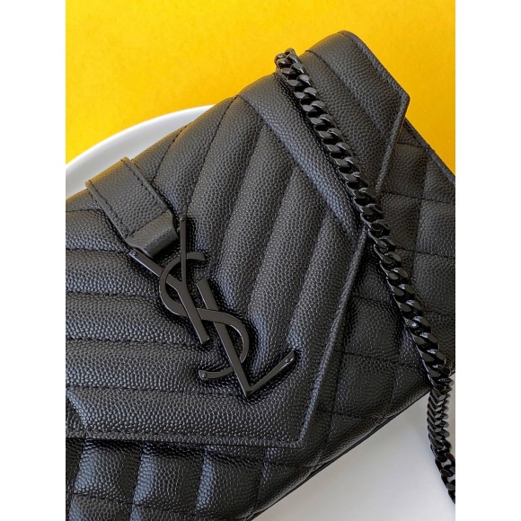 Saint Laurent Envelope Small Black Bag with Black Hardware