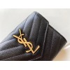 Saint Laurent Cassandre Tri-fold Wallet in Black Matelasse Leather