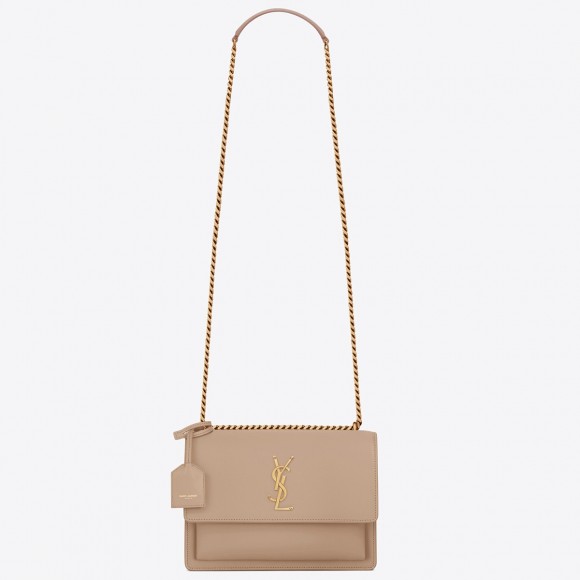 Saint Laurent Sunset Medium Chain Bag In Beige Calfskin