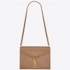 Saint Laurent Cassandra Medium Chain Bag In Beige Calfskin