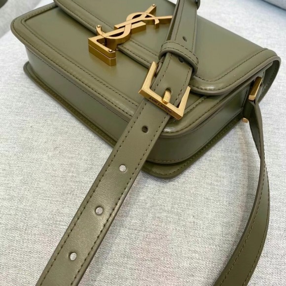 Saint Laurent Small Solferino Bag In Khaki Green Calfskin