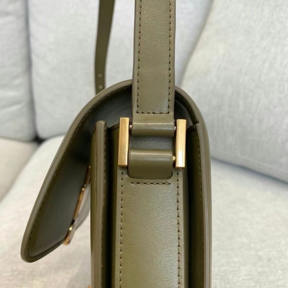 Saint Laurent Small Solferino Bag In Khaki Green Calfskin