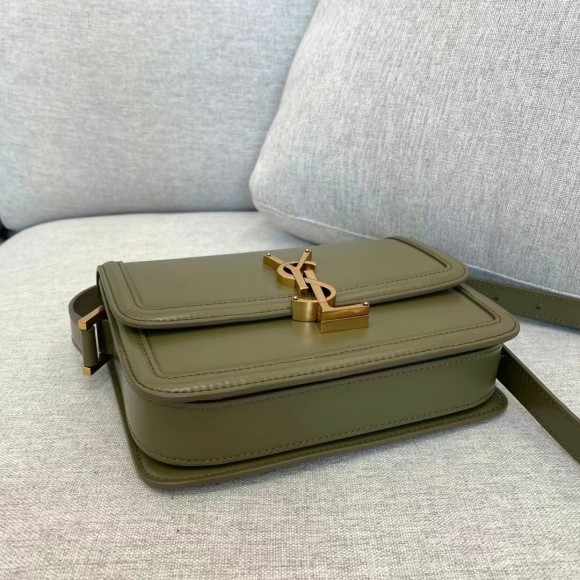 Saint Laurent Small Solferino Bag In Khaki Green Calfskin