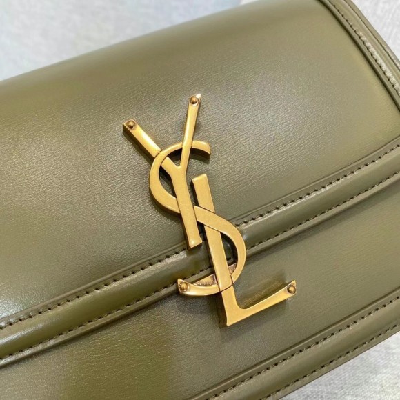 Saint Laurent Small Solferino Bag In Khaki Green Calfskin