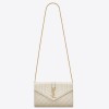 Saint Laurent Envelope Chain Wallet in White Grained Leather