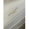 Saint Laurent Envelope Chain Wallet in White Grained Leather