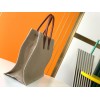 Saint Laurent Rive Gauche Tote Bag in White Linen and Brown Leather