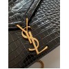 Saint Laurent Cassandra Medium Bag In Black Crocodile Embossed Leather
