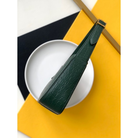 Saint Laurent Le 5 À 7 Hobo Bag in Green Crocodile Embossed Leather Saint Laurent Le 5 À 7 Hobo Bag in Green Crocodile Embossed Leather