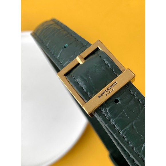 Saint Laurent Le 5 À 7 Hobo Bag in Green Crocodile Embossed Leather Saint Laurent Le 5 À 7 Hobo Bag in Green Crocodile Embossed Leather