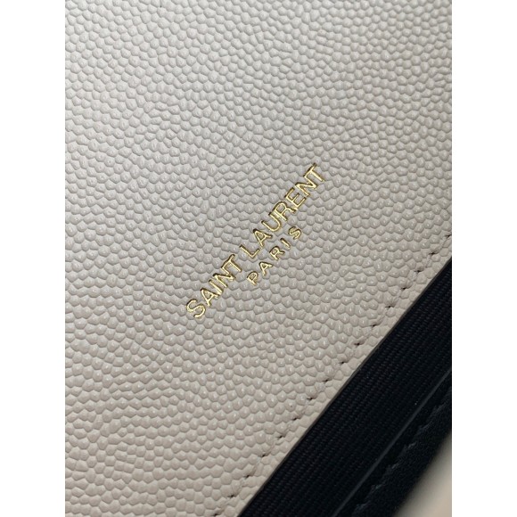 Saint Laurent Envelope Small Bag In White Matelasse Grained Leather