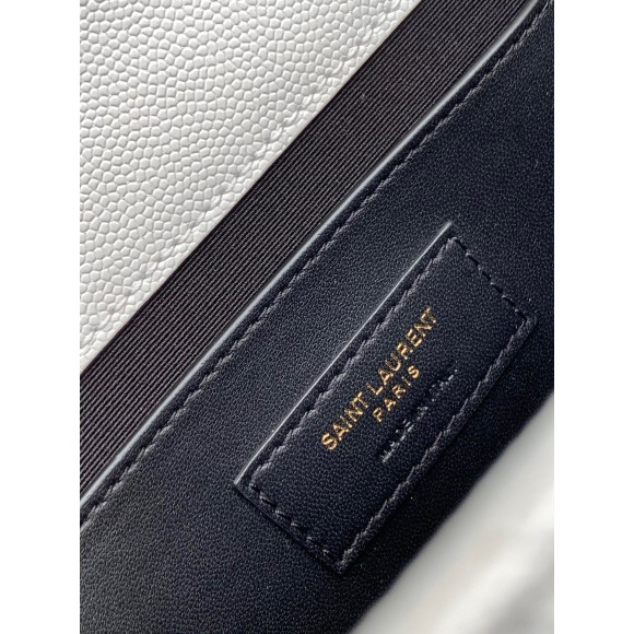 Saint Laurent Envelope Small Bag In White Matelasse Grained Leather