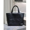 Saint Laurent Wide Puffer Tote Bag in Black Nappa Lambskin