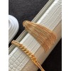 Saint Laurent Kate Medium Tassel Bag In White Crocodile-embossed Leather