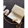 Saint Laurent Kate Medium Tassel Bag In White Crocodile-embossed Leather