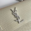 Saint Laurent Sunset Medium Chain Bag In Ivory Croc-embossed Leather