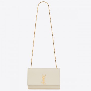 Saint Laurent Kate Medium Chain Bag In White Grain De Poudre Leather Saint Laurent Kate Medium Chain Bag In White Grain De Poudre Leather