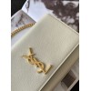 Saint Laurent Kate Medium Chain Bag In White Grain De Poudre Leather