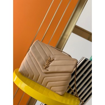 Saint Laurent LouLou Small Chain Bag In Beige Quilted Calfskin Saint Laurent LouLou Small Chain Bag In Beige Quilted Calfskin