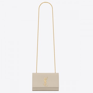 Saint Laurent Kate Small Chain Bag In Ivory Grain De Poudre Leather Saint Laurent Kate Small Chain Bag In Ivory Grain De Poudre Leather