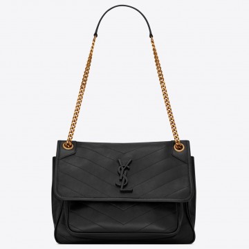 Saint Laurent Niki Medium Chain Bag In Black Lambskin Saint Laurent Niki Medium Chain Bag In Black Lambskin