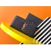 Saint Laurent Cassandre Zip Around Wallet in Black Matelasse Leather