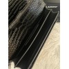 Saint Laurent Sunset Large Chain Bag In Black Crocodile-embossed Leather