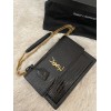 Saint Laurent Sunset Large Chain Bag In Black Crocodile-embossed Leather